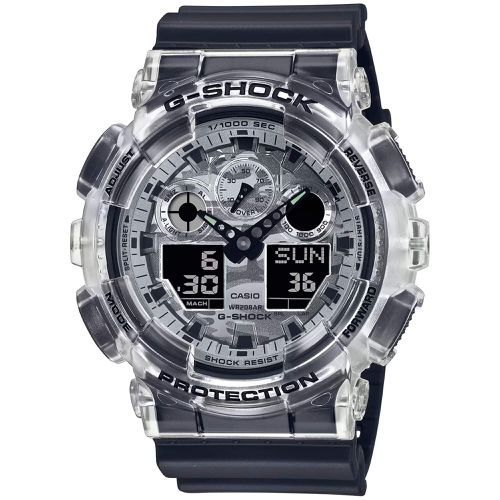 Men's Watch - G-Shock Ana-Digi World Timer Camouflage Dial Strap / GA100SKC-1A - Casio - Modalova