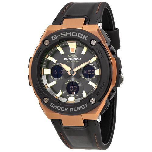 Men's Ano-Digi Watch - G-Shock Black Dial Black Leather Strap / GSTS120L-1A - Casio - Modalova
