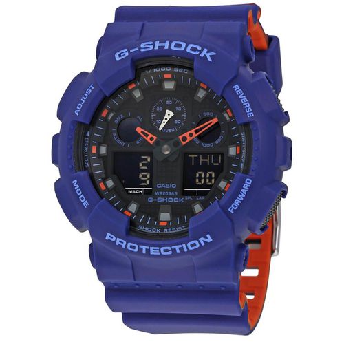 Men's Ana-Digi Watch - G-Shock Blue & Orange Resin Strap Dive / GA100L-2A - Casio - Modalova
