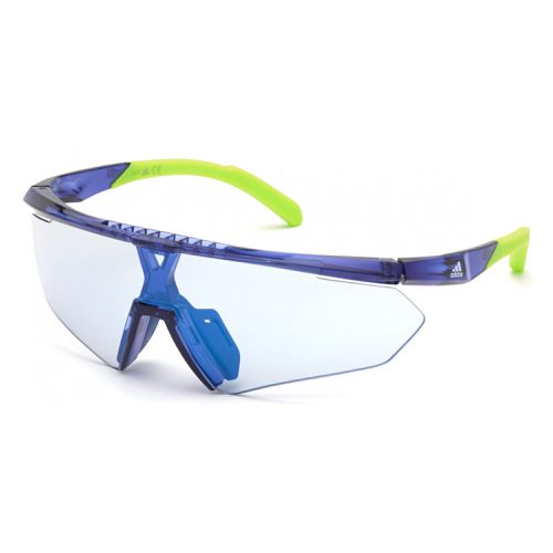 Men's Sunglasses - Matte Blue Half Rim Plastic Shield Frame / SP0027 91X - Adidas - Modalova