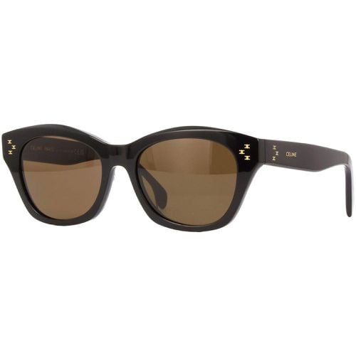 Women's Sunglasses - Brown Lens Full Rim Cat Eye Plastic Frame / CL40217U 01E - Celine - Modalova