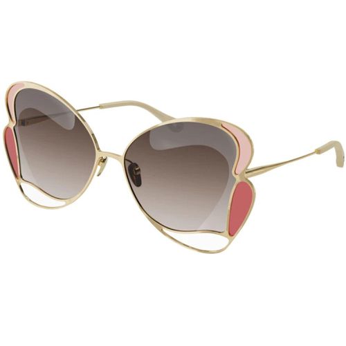 Women's Sunglasses - Gold Full Rim Butterfly Metal Frame / CH0048S-30011230003 - Chloe - Modalova