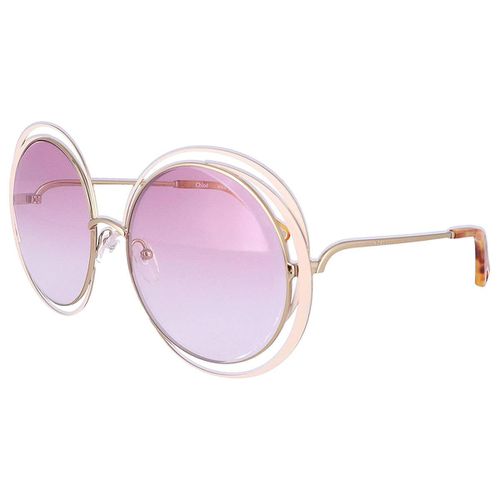 Women's Sunglasses - Gold Ivory Frame Purple Lens / 155S-795-59-18-135 - Chloe - Modalova