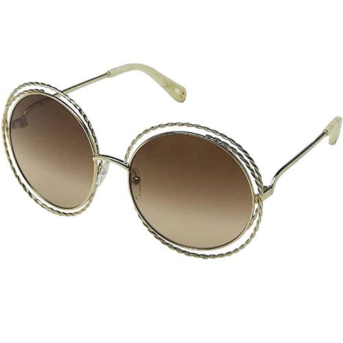 Women's Sunglasses - Gold Metal Frame Brown Lens / 114ST-743-58-18-135 - Chloe - Modalova