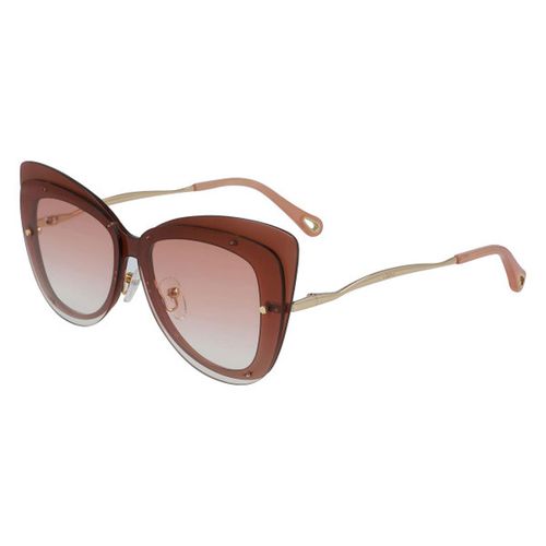 Women's Sunglasses - Gold Plastic Frame Peach Lens / 175S-749-63-9-140 - Chloe - Modalova