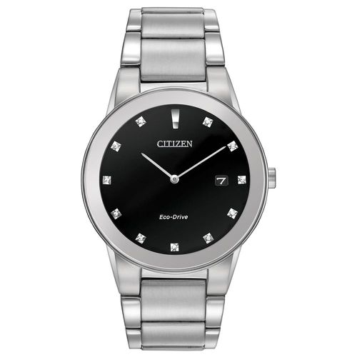 Men's Diamond Watch - Axiom Eco-Drive Black Dial Steel Bracelet / AU1060-51G - Citizen - Modalova