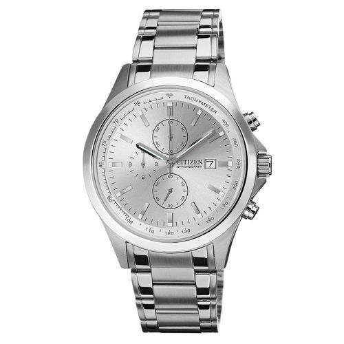 AN3510-50A Men's Silver Dial Stainless Steel Bracelet Chronograph Watch - Citizen - Modalova