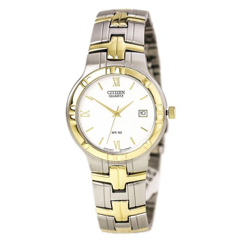 BK2324-51A Men's Dress White Dial Two Tone Yellow Gold Stainless Steel Watch - Citizen - Modalova