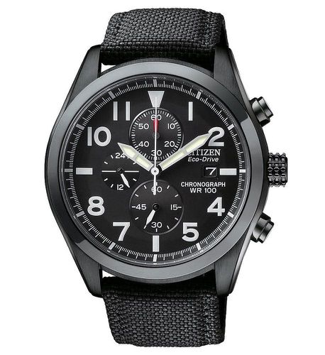 CA0255-01E Men's Eco-Drive Sport Chronograph Black Dial Watch - Citizen - Modalova