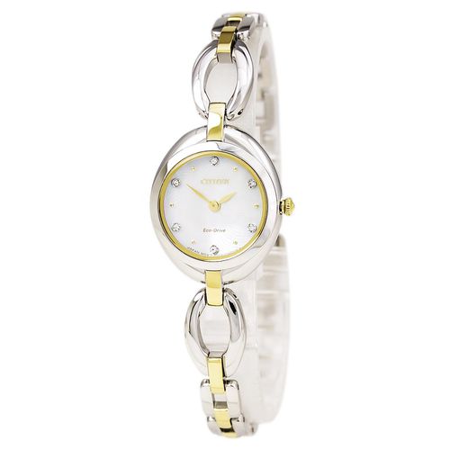 EX1434-55D Women's Silhouette White MOP Dial Two Tone Steel Bangle Bracelet Watch - Citizen - Modalova