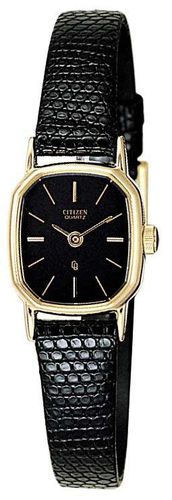 EK3302-06E Women's Gold Plated Black Leather Strap Watch - Citizen - Modalova