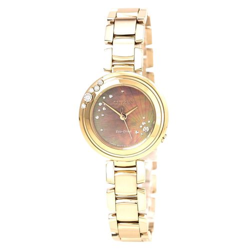 EM0463-51Y Women's L Carina Eco-Drive Brown MOP Dial Rose Gold Steel Bracelet Diamond Watch - Citizen - Modalova