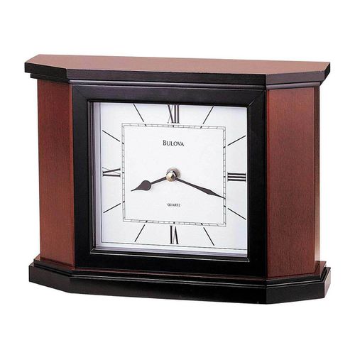 Tabletop Desk Clock - Holyoke Quartz Cherry Finish Hardwood Case / B1881 - Bulova - Modalova