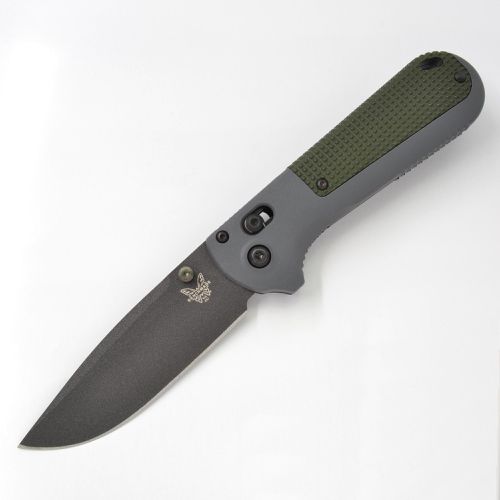 Folding Knife - Redoubt Black Blade Gray and Green Grivory Handle / 430BK - Benchmade - Modalova