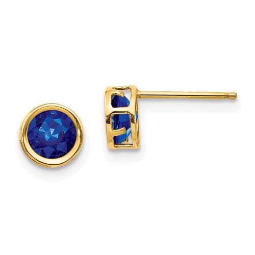 K 5mm Bezel Sapphire Stud Earrings - Jewelry - Modalova