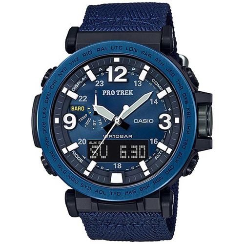 Men's Quartz Watch - Pro Trek Blue Analog-Digital Dial Fabric Strap / PRG600YB-2 - Casio - Modalova