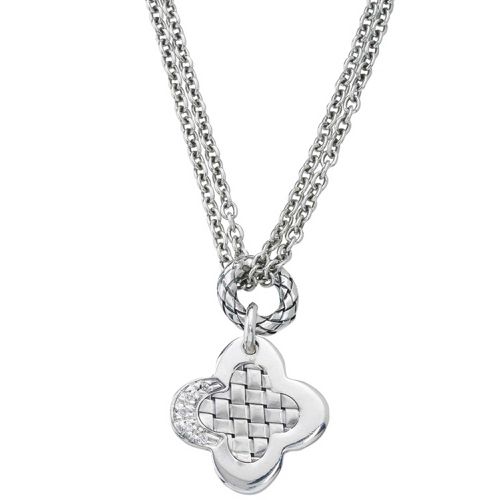 Italy Women's Necklace - Traversa Round Link with Hanging Clover Diamond / VHN 850 D - Alisa - Modalova