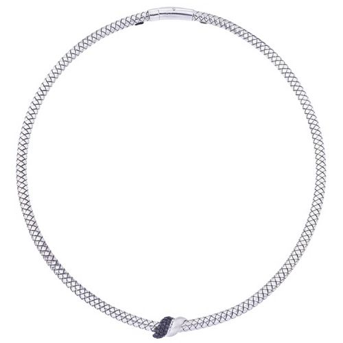 Italy Women's Necklace - Traversa Oxidized Finish Black Diamonds Wing / VHN 1144 DB - Alisa - Modalova