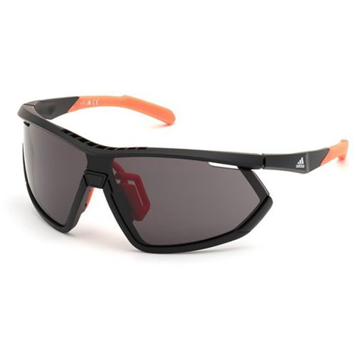 Women's Sunglasses - Matte Black Shield Frame Smoke Lens / SP0002 02A - Adidas - Modalova