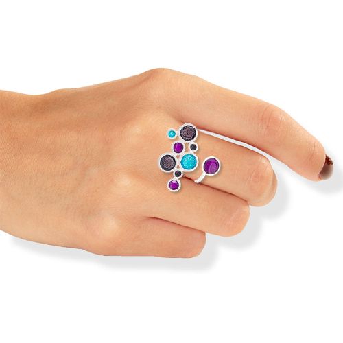 Silver Enamel Ring Purple & Turquoise - Onirolithi - Modalova