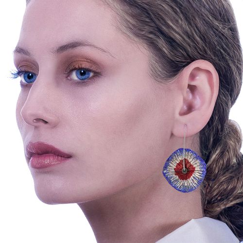 Flower Earrings From Papier-Mâché Navy Red Ecru I Anthos - No Jewelry - Modalova