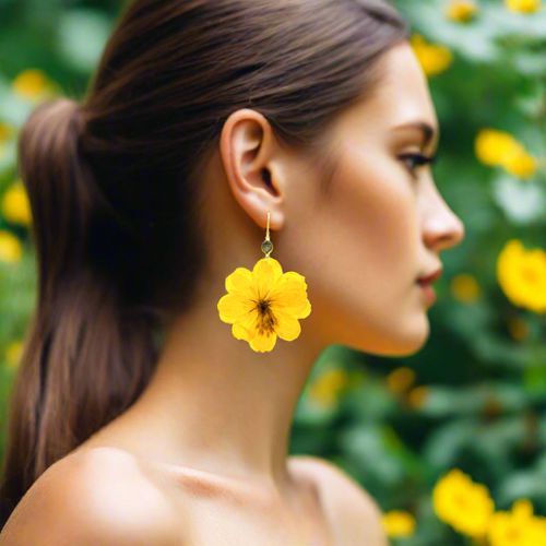 Flower Earrings Orange Daisies With Swarovski Stones - Crafts of Soul - Modalova