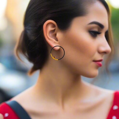 Gold Plated Silver Stud Earrings Circles Red Zircons - Alexandros Rallis - Modalova