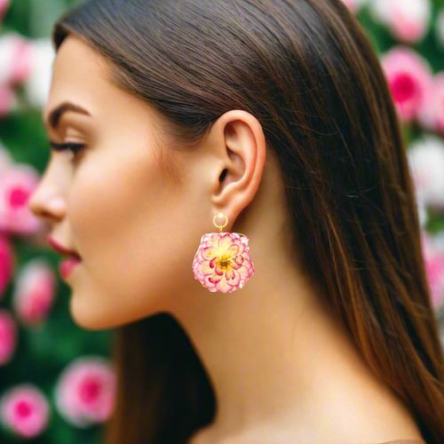 Flower Earrings Made From Rose Petals - Crafts of Soul - Modalova
