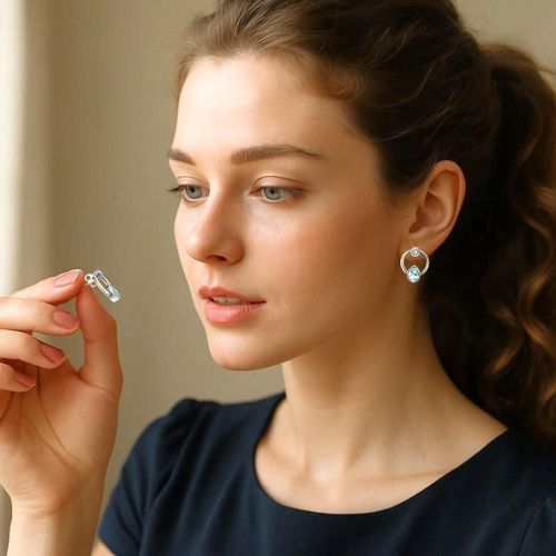 Earrings Circles With Blue Topaz - Alexandros Rallis - Modalova