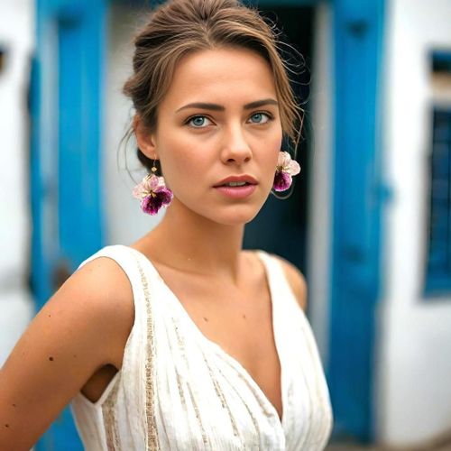 Flower Earrings Pelargonia With Swarovski Stones - Crafts of Soul - Modalova