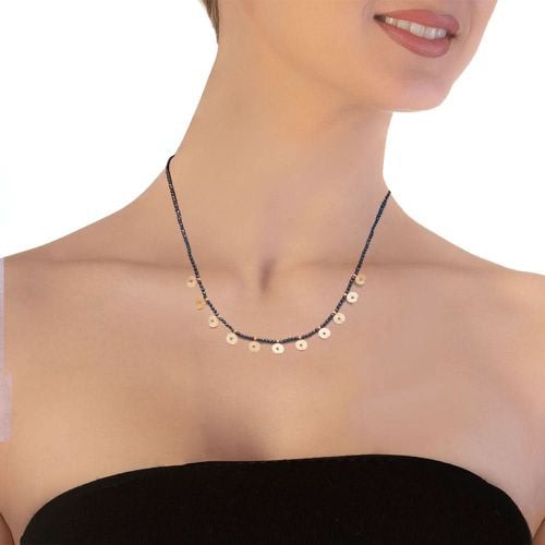 Short Necklace Gold Plated Silver Coins & Hematite - TST - Modalova