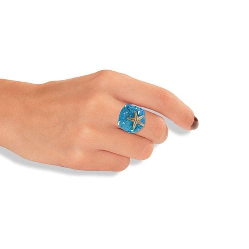 Turquoise Diamondized Starfish Ring - Tina Kotsoni - Modalova