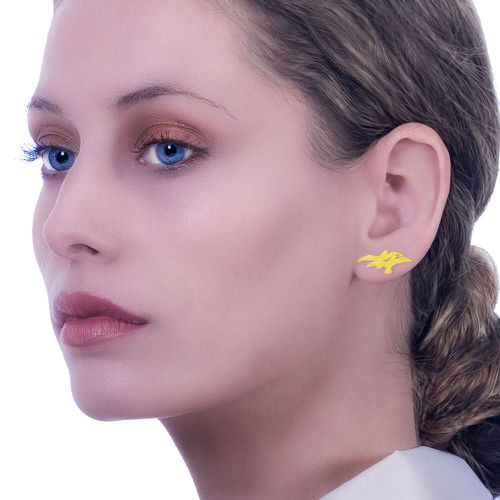 Handmade Gold Plated Silver Stud Earrings Seagulls - TST - Modalova