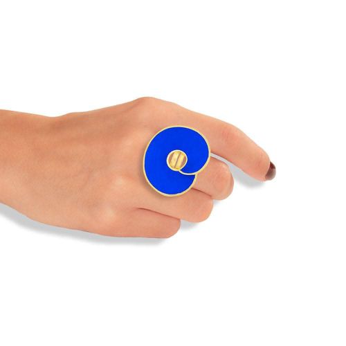 Gold Plated Silver Royal Blue Spiral Ring - Stavros - Modalova