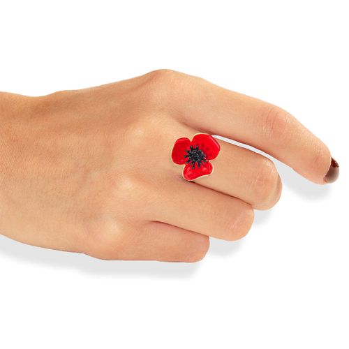 Gold Plated Red Poppy Flower Ring - Georgia Charal - Modalova