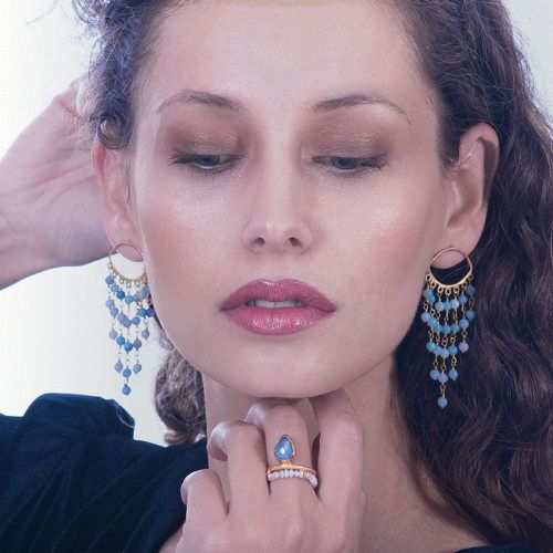 Earrings With Amazonite Gemstones - Tonia Makri - Modalova