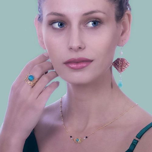 Origami Earrings Small Manta Rays With Gemstones - La Lupa Designs - Modalova