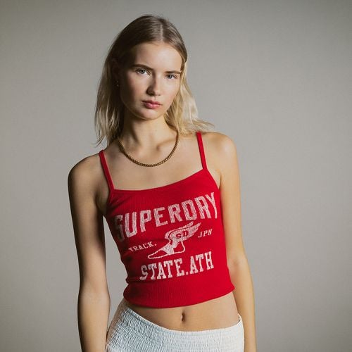 Women's Athletic College Graphic Rib Cami Top Red / Carmine Red - Size: 14-16 - Superdry - Modalova