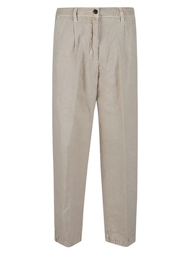 Cotton Blend Linen Trousers - White Sand - Modalova