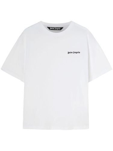Embroidered Logo Cotton T-shirt - Palm Angels - Modalova