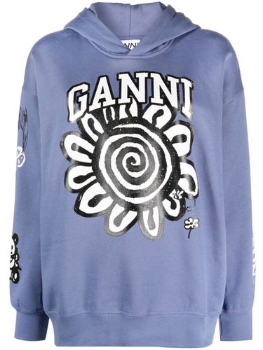 GANNI - Printed Cotton Hoodie - Ganni - Modalova
