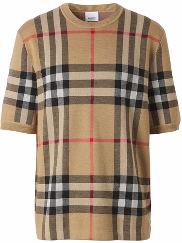 BURBERRY - Check Motif Wool T-shirt - Burberry - Modalova