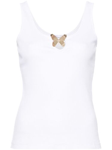 BLUMARINE - Ribbed Cotton Tank Top - Blumarine - Modalova