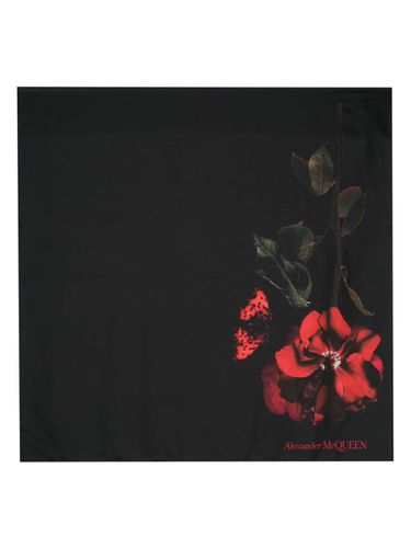 Rose Print Silk Scarf - Alexander McQueen - Modalova