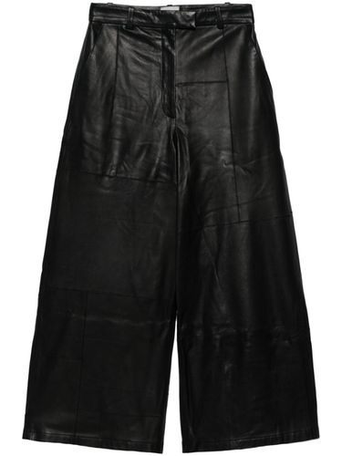 Wide Leg Cropped Leather Trousers - Alysi - Modalova