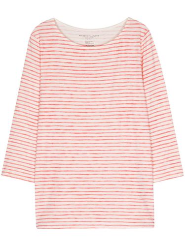 Striped Linen Blend Boat-neck T-shirt - Majestic - Modalova