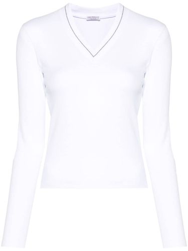 V-necked Cotton T-shirt - Brunello Cucinelli - Modalova