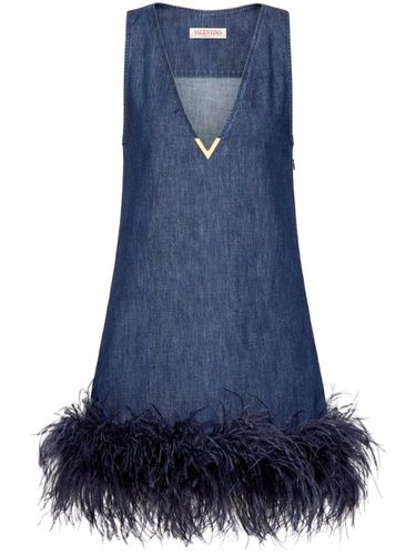 Feathered Denim Mini Dress - Valentino - Modalova