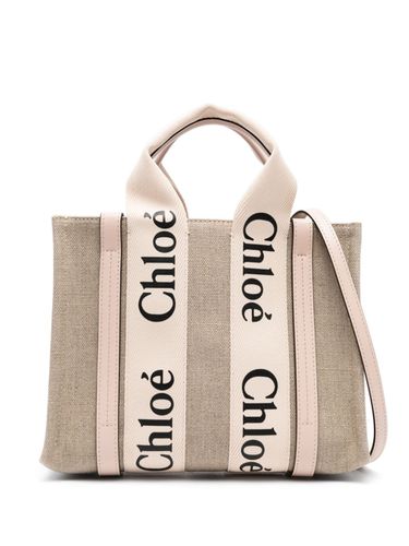 CHLOÉ - Woody Small Canvas And Leather Tote Bag - Chloé - Modalova