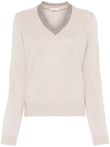 Cashmere V-necked Sweater - Brunello Cucinelli - Modalova